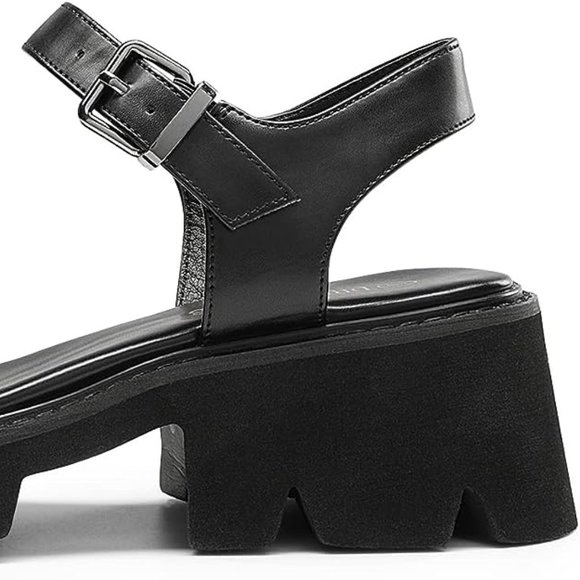 Dream Pairs Lug Sole Low Platform Chunky Block Heel Sq. Toe Ankle Strap Sandal 8 - Picture 12 of 12